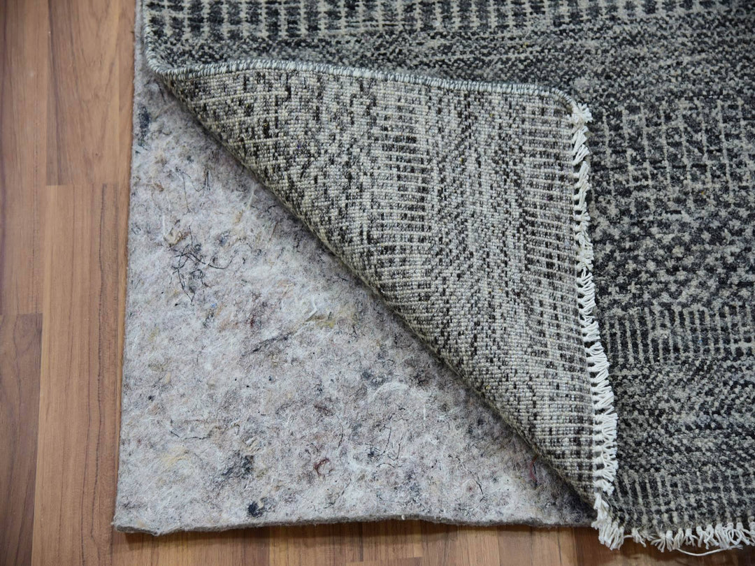 2'5" x 30'1" New Hand Knotted Grey Wool Runner Oriental Rug - MOA10279888