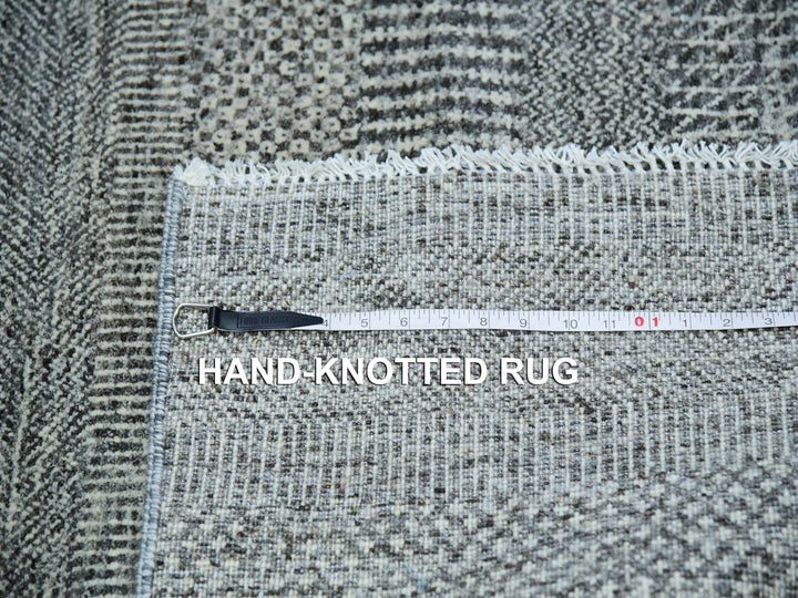 4'0" x 10'2" New Hand Knotted Grey Wool Runner Oriental Rug - MOA10279889