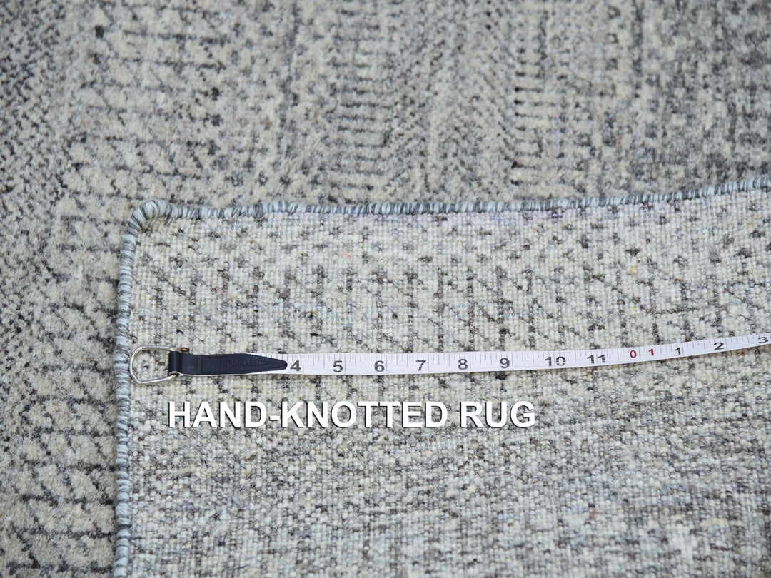 3'0" x 5'2" New Hand Knotted Grey Wool Rectangle Oriental Rug - MOA10279891