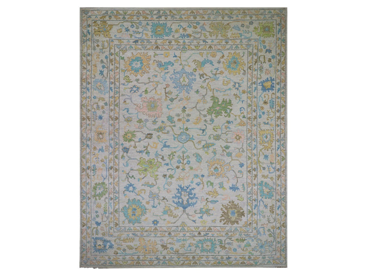 12'4" x 14'10" New Hand Knotted Ivory Wool Rectangle Oriental Rug - MOA10279897