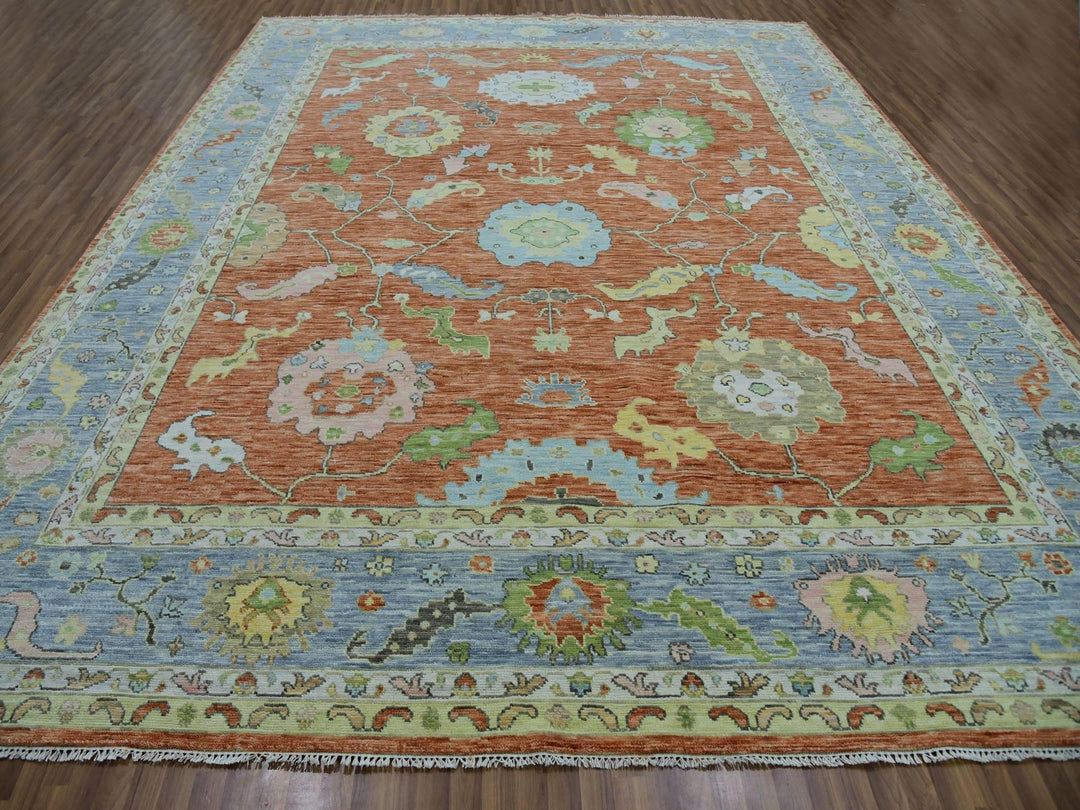 12'1" x 4'7" New Hand Knotted Red Wool Rectangle Oriental Rug - MOA10279901