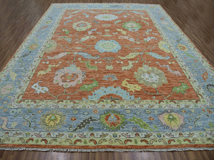 12'1" x 4'7" New Hand Knotted Red Wool Rectangle Oriental Rug - MOA10279901