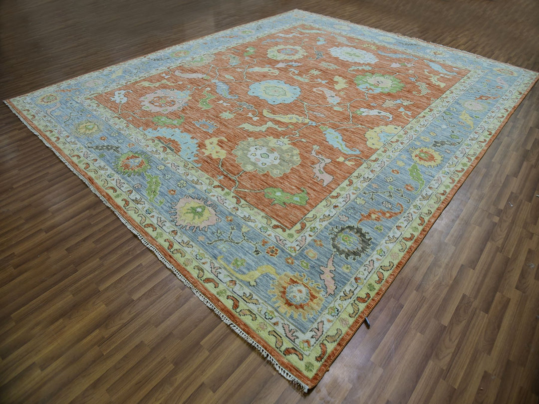 12'1" x 4'7" New Hand Knotted Red Wool Rectangle Oriental Rug - MOA10279901