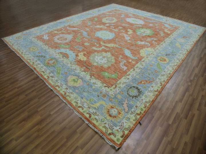 12'1" x 4'7" New Hand Knotted Red Wool Rectangle Oriental Rug - MOA10279901