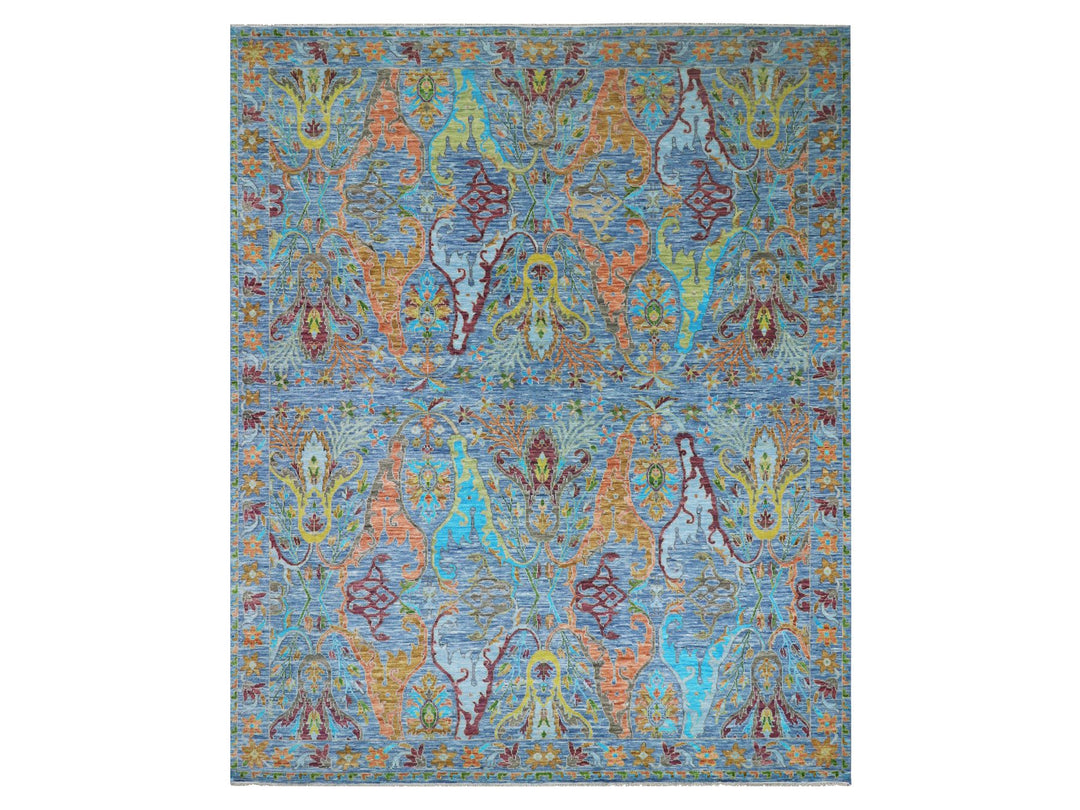 12'3" x 15'0" New Hand Knotted Blue Wool Rectangle Oriental Rug - MOA10279903