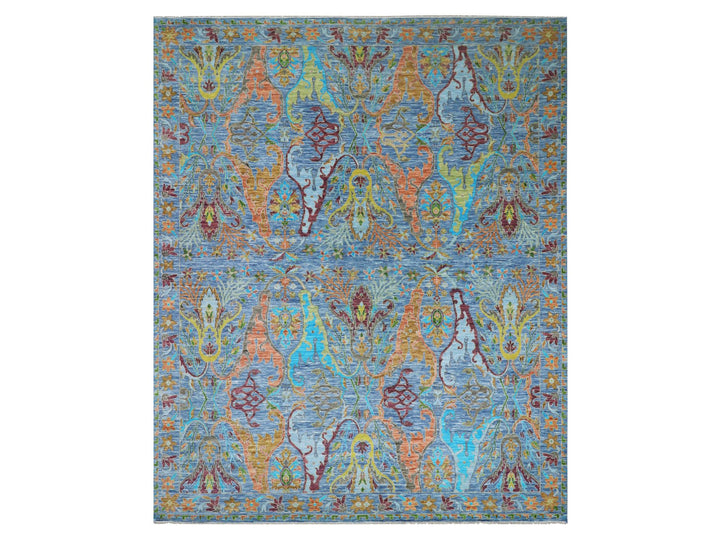 12'3" x 15'0" New Hand Knotted Blue Wool Rectangle Oriental Rug - MOA10279903