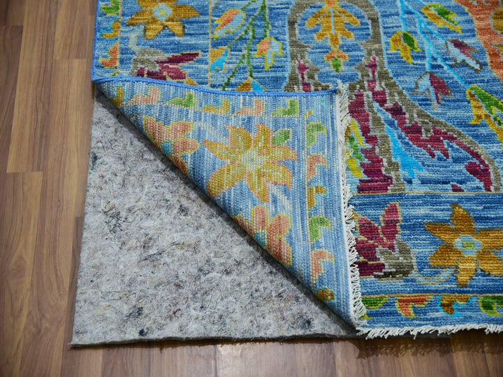 12'3" x 15'0" New Hand Knotted Blue Wool Rectangle Oriental Rug - MOA10279903