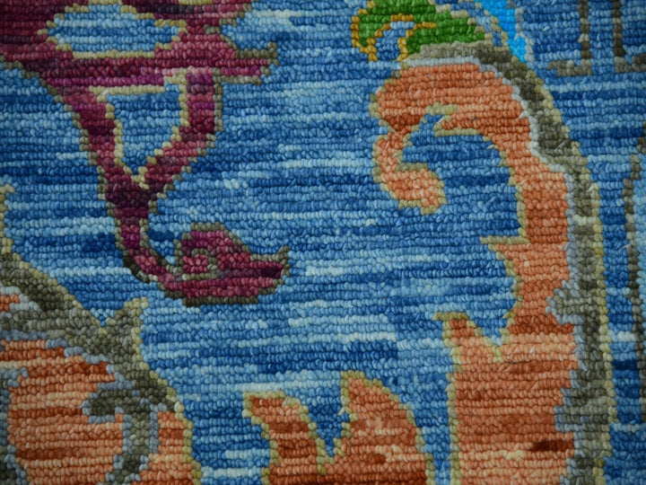 12'3" x 15'0" New Hand Knotted Blue Wool Rectangle Oriental Rug - MOA10279903
