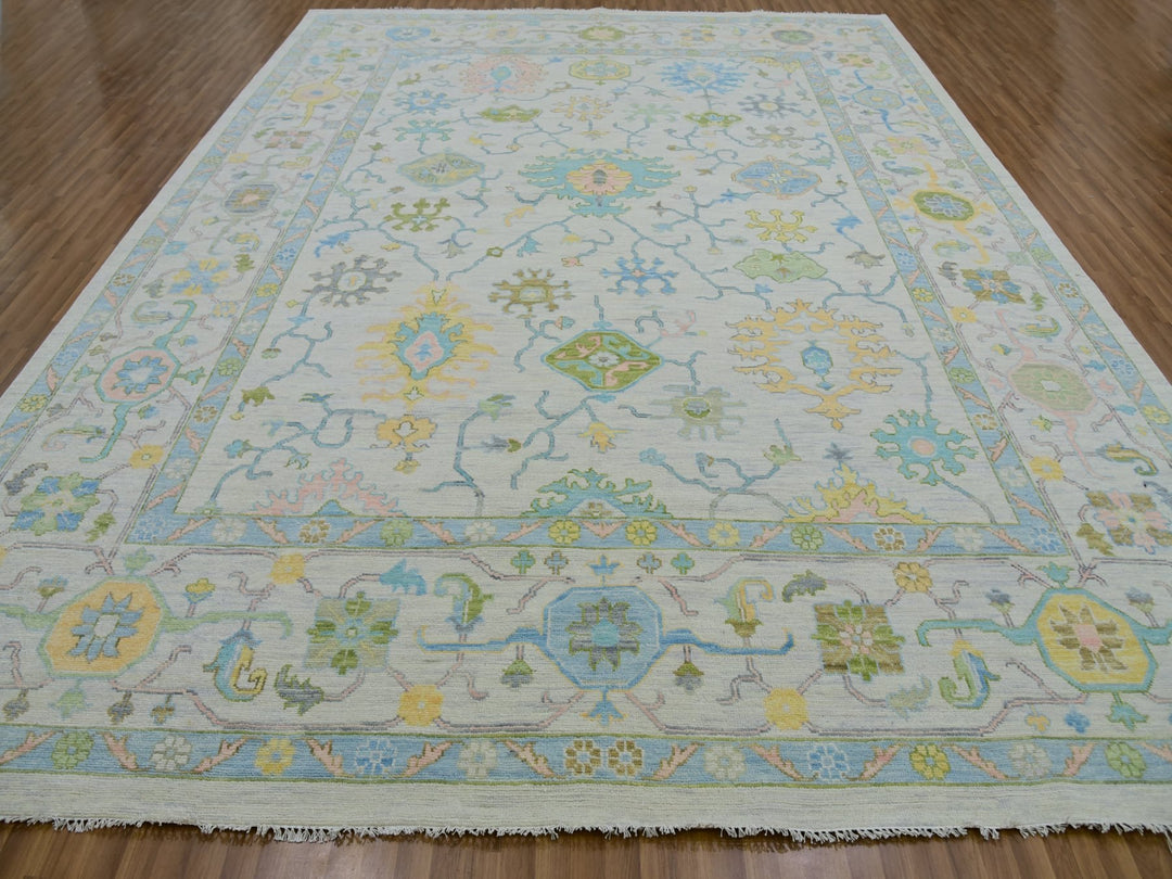 12'2" x 15'0" New Hand Knotted Ivory Wool Rectangle Oriental Rug - MOA10279904