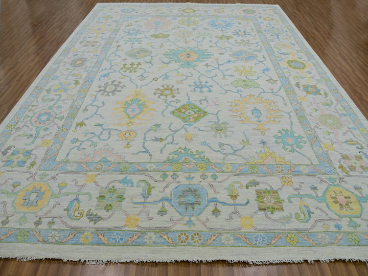 12'2" x 15'0" New Hand Knotted Ivory Wool Rectangle Oriental Rug - MOA10279904