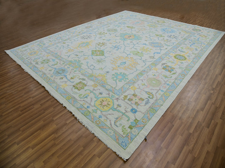 12'2" x 15'0" New Hand Knotted Ivory Wool Rectangle Oriental Rug - MOA10279904