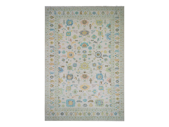 12'2" x 17'10" New Hand Knotted Ivory Wool Rectangle Oriental Rug - MOA10279907
