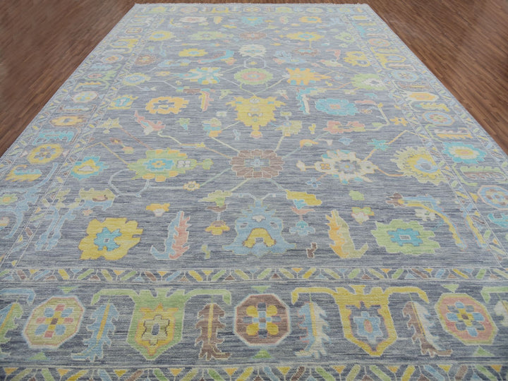12'2" x 18'0" New Hand Knotted Grey Wool Rectangle Oriental Rug - MOA10279910