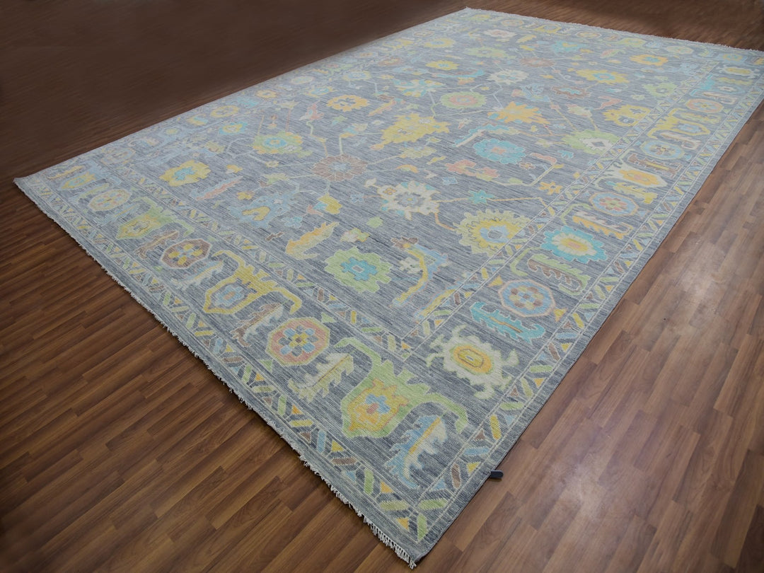 12'2" x 18'0" New Hand Knotted Grey Wool Rectangle Oriental Rug - MOA10279910