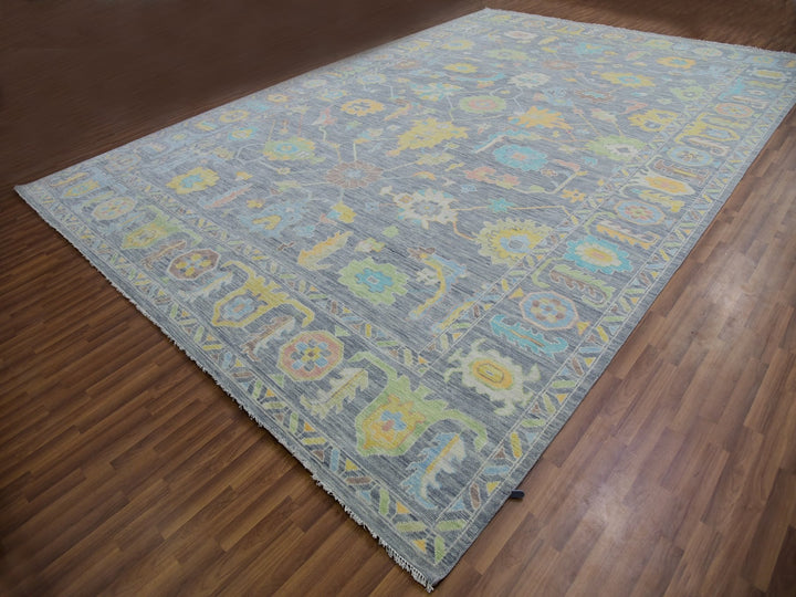 12'2" x 18'0" New Hand Knotted Grey Wool Rectangle Oriental Rug - MOA10279910