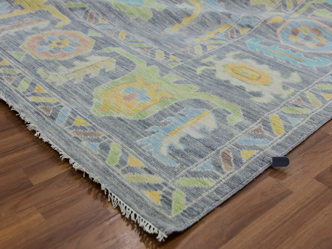 12'2" x 18'0" New Hand Knotted Grey Wool Rectangle Oriental Rug - MOA10279910