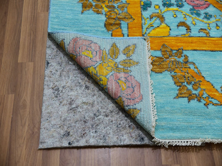 12'2" x 14'9" New Hand Knotted Blue Wool Rectangle Oriental Rug - MOA10279911