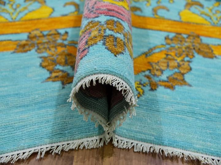 12'2" x 14'9" New Hand Knotted Blue Wool Rectangle Oriental Rug - MOA10279911