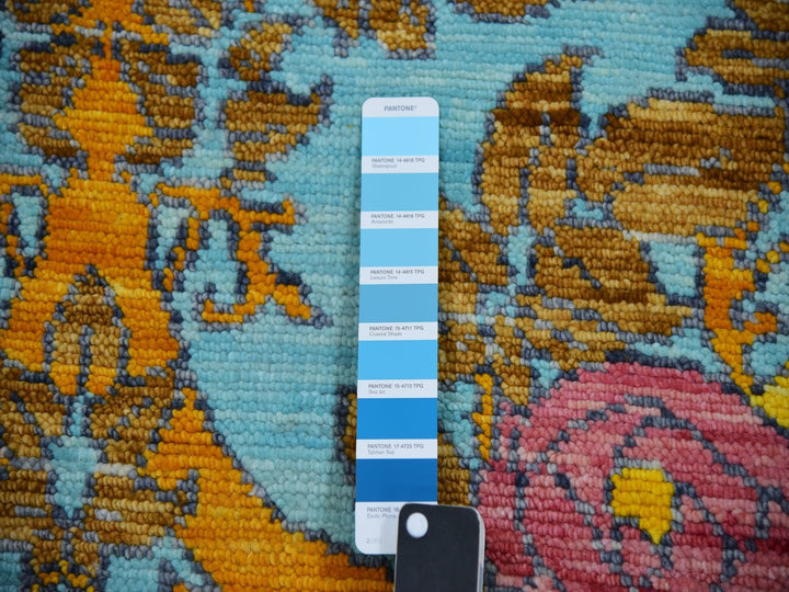 12'2" x 14'9" New Hand Knotted Blue Wool Rectangle Oriental Rug - MOA10279911