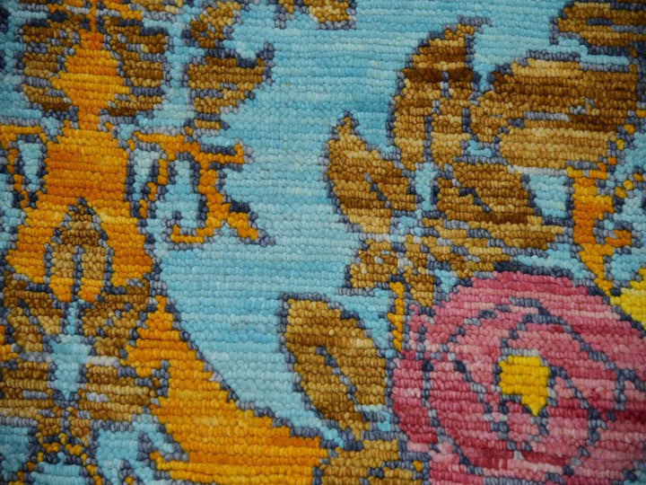 12'2" x 14'9" New Hand Knotted Blue Wool Rectangle Oriental Rug - MOA10279911