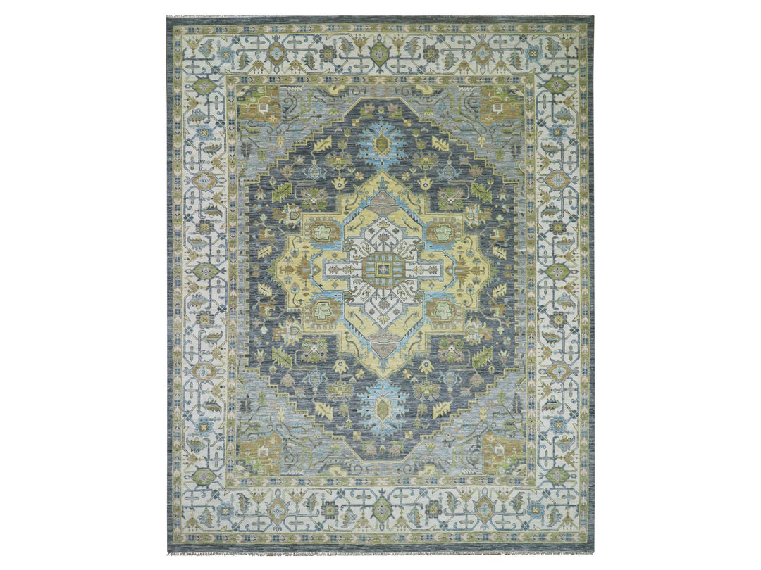 11'10" x 14'9" New Hand Knotted Grey Wool Rectangle Oriental Rug - MOA10279912