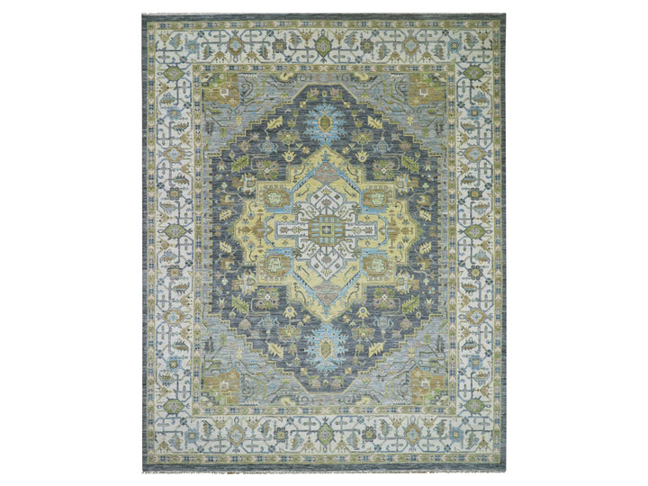 11'10" x 14'9" New Hand Knotted Grey Wool Rectangle Oriental Rug - MOA10279912
