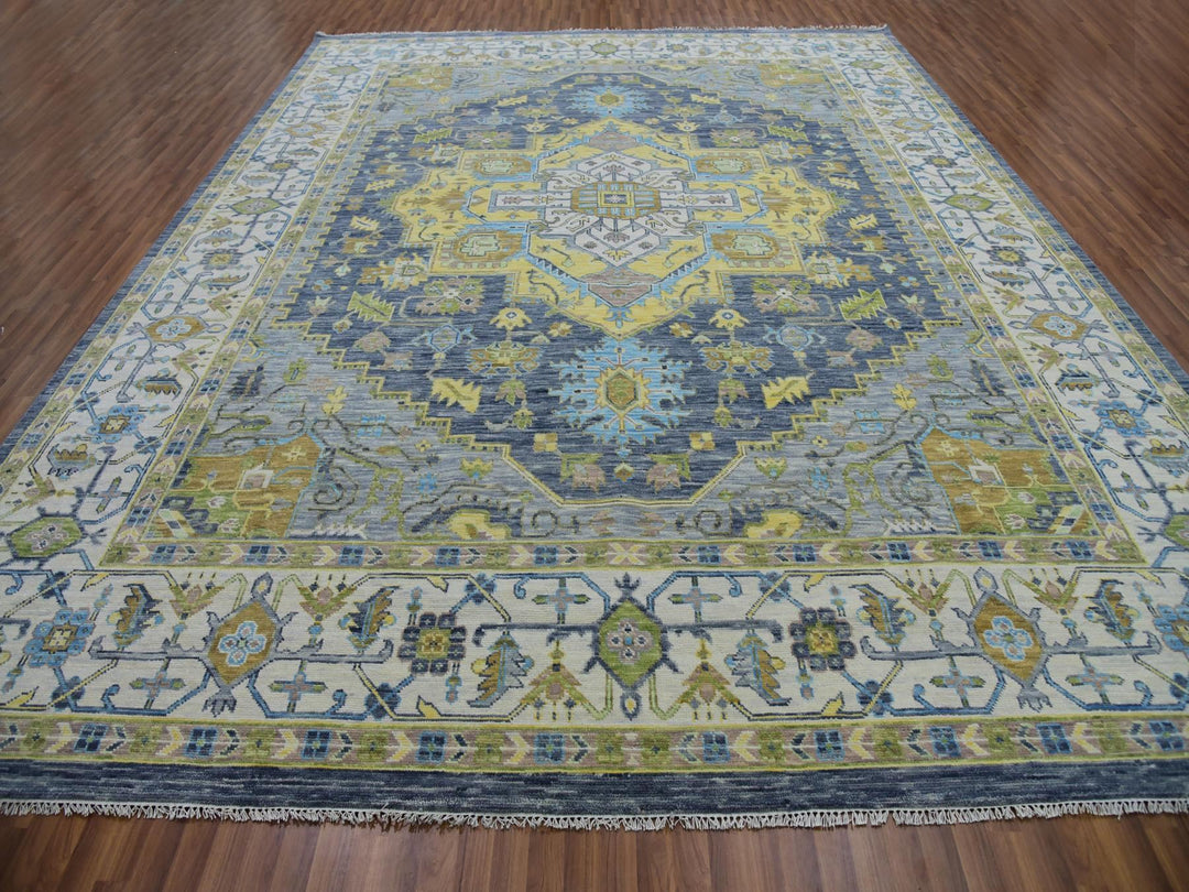 11'10" x 14'9" New Hand Knotted Grey Wool Rectangle Oriental Rug - MOA10279912