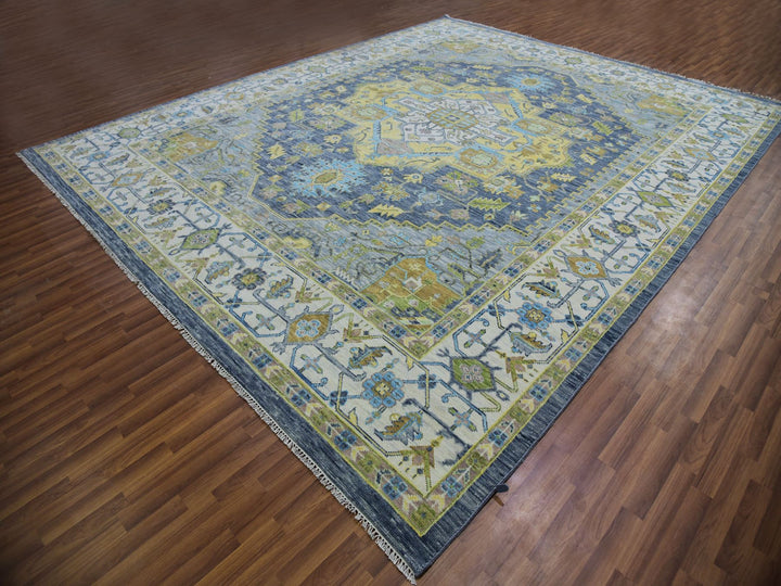 11'10" x 14'9" New Hand Knotted Grey Wool Rectangle Oriental Rug - MOA10279912