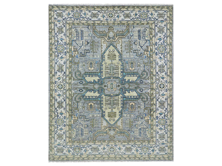 8'0" x 10'1" New Hand Knotted Grey Wool Rectangle Oriental Rug - MOA10279917