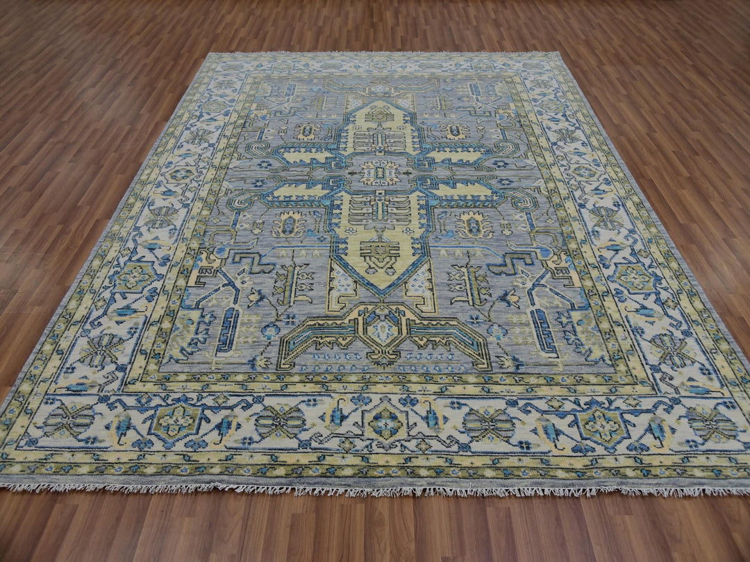 8'0" x 10'1" New Hand Knotted Grey Wool Rectangle Oriental Rug - MOA10279917