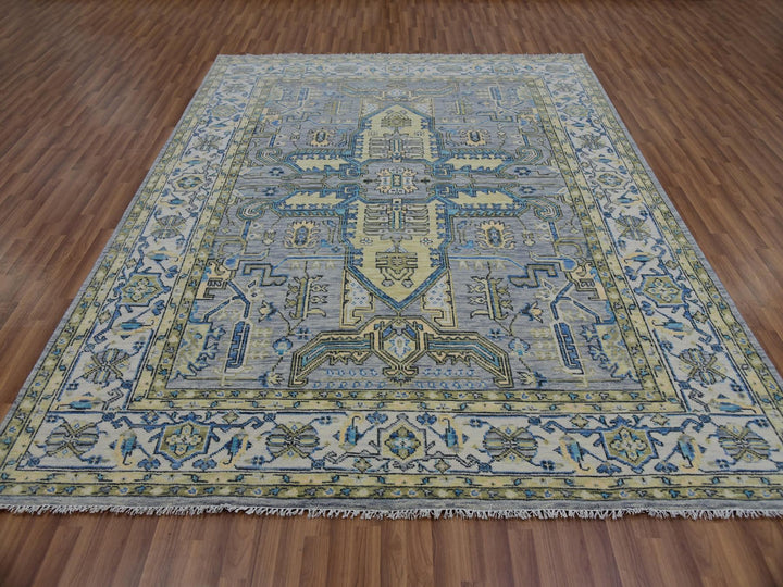 8'0" x 10'1" New Hand Knotted Grey Wool Rectangle Oriental Rug - MOA10279917
