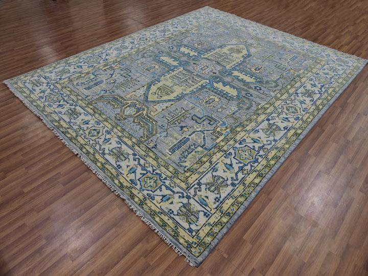 8'0" x 10'1" New Hand Knotted Grey Wool Rectangle Oriental Rug - MOA10279917