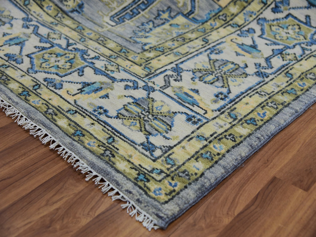 8'0" x 10'1" New Hand Knotted Grey Wool Rectangle Oriental Rug - MOA10279917