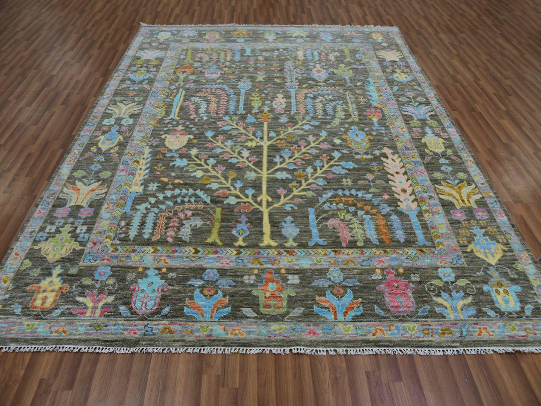 8'0" x 10'3" New Hand Knotted Brown Wool Rectangle Oriental Rug - MOA10279918