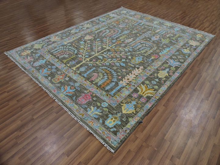 8'0" x 10'3" New Hand Knotted Brown Wool Rectangle Oriental Rug - MOA10279918
