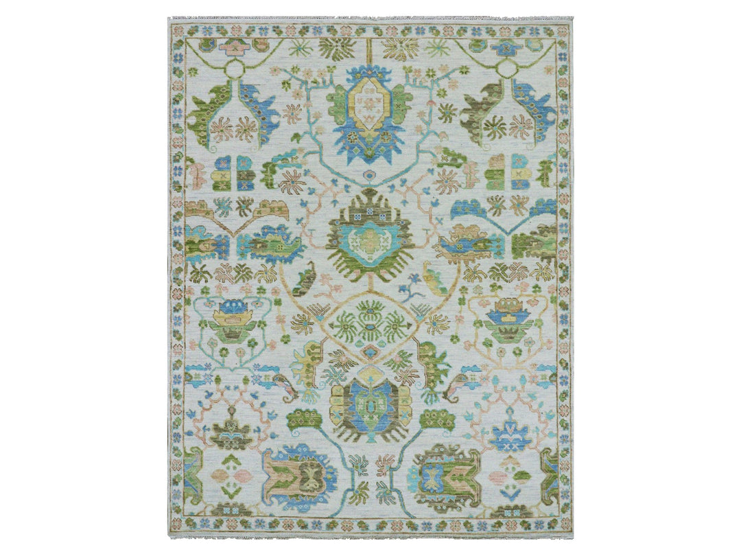 8'1" x 10'4" New Hand Knotted Ivory Wool Rectangle Oriental Rug - MOA10279919