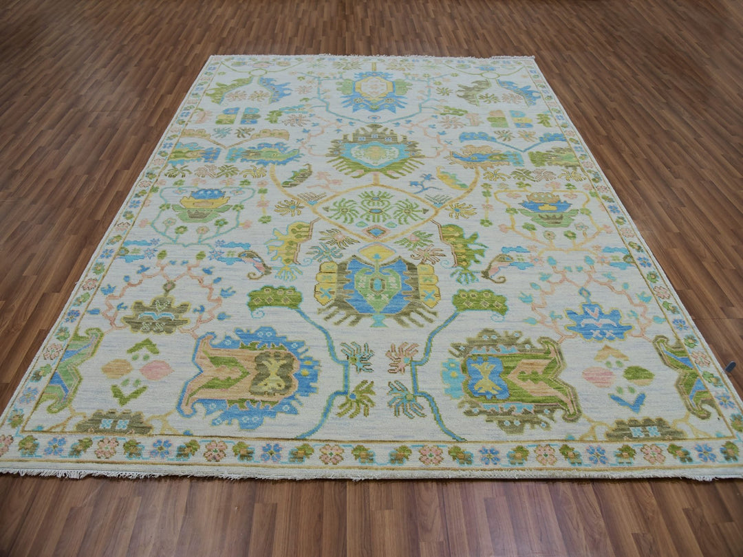 8'1" x 10'4" New Hand Knotted Ivory Wool Rectangle Oriental Rug - MOA10279919