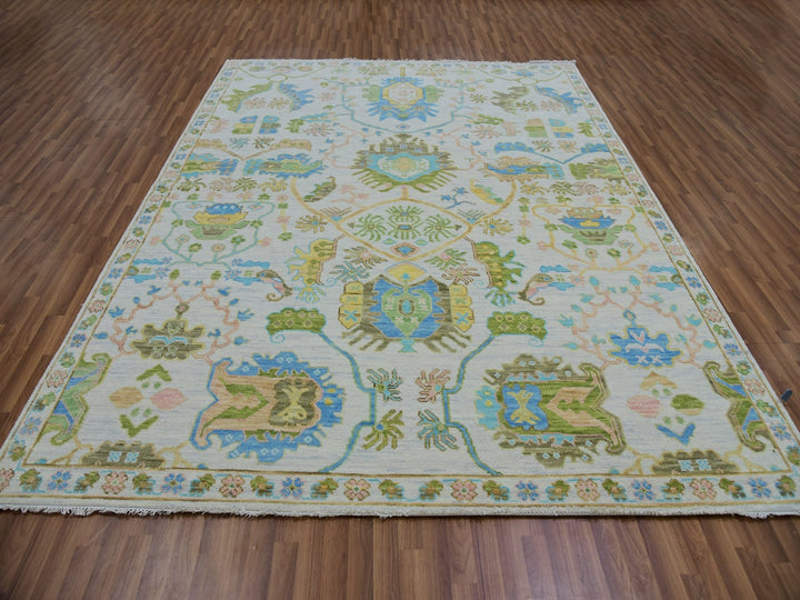 8'1" x 10'4" New Hand Knotted Ivory Wool Rectangle Oriental Rug - MOA10279919