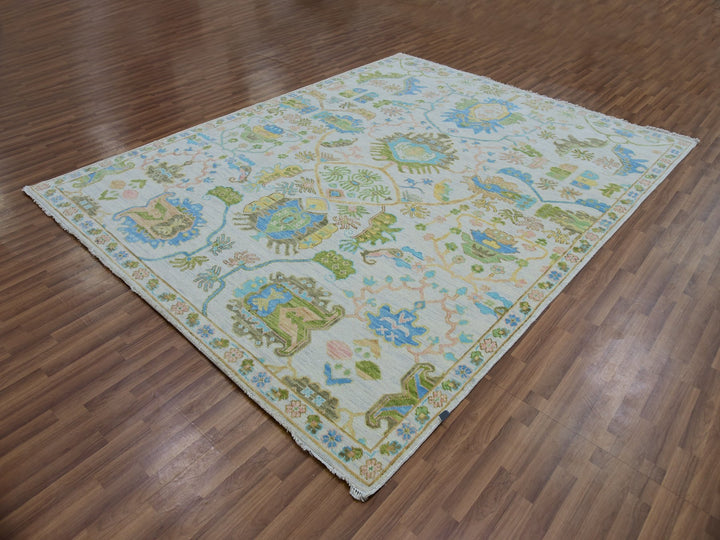 8'1" x 10'4" New Hand Knotted Ivory Wool Rectangle Oriental Rug - MOA10279919