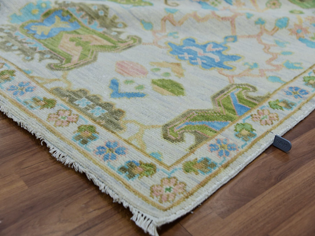 8'1" x 10'4" New Hand Knotted Ivory Wool Rectangle Oriental Rug - MOA10279919