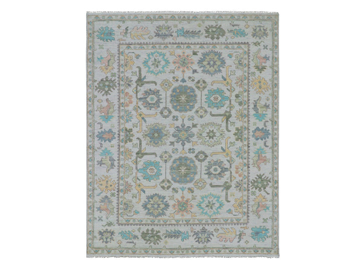 8'0" x 10'3" New Hand Knotted Ivory Wool Rectangle Oriental Rug - MOA10279922