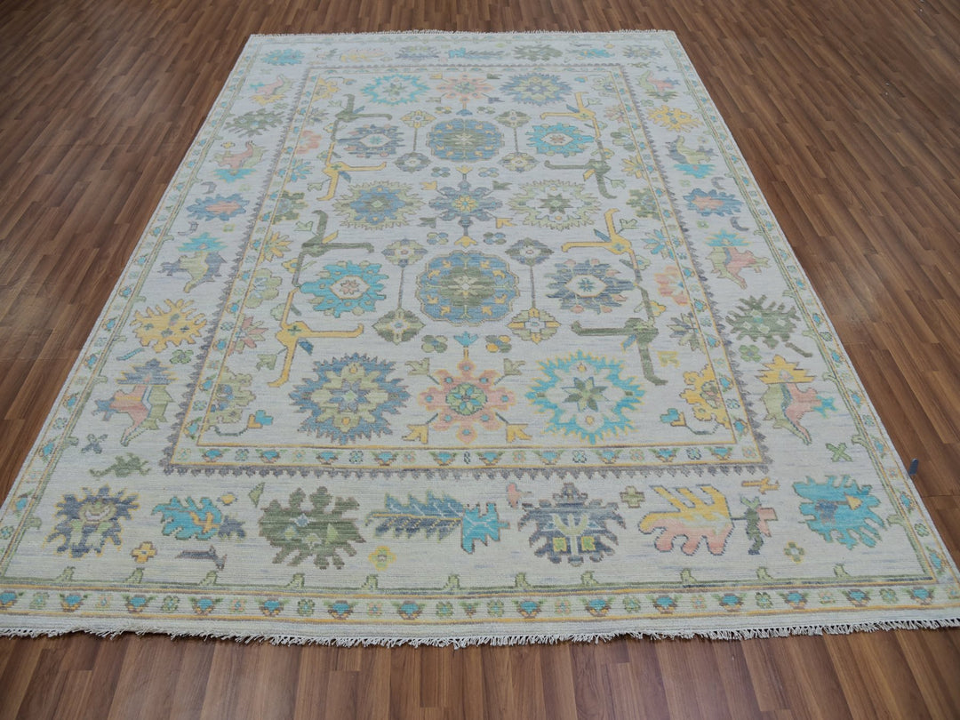 8'0" x 10'3" New Hand Knotted Ivory Wool Rectangle Oriental Rug - MOA10279922