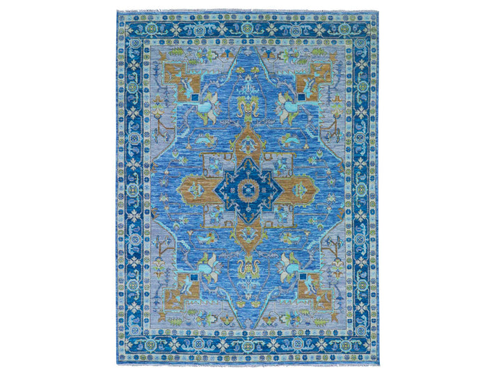 9'2" x 12'2" New Hand Knotted Blue Wool Rectangle Oriental Rug - MOA10279926