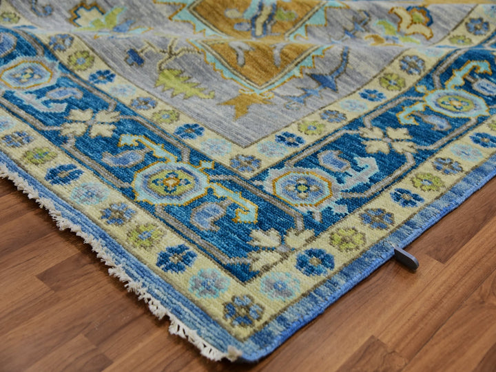 9'2" x 12'2" New Hand Knotted Blue Wool Rectangle Oriental Rug - MOA10279926