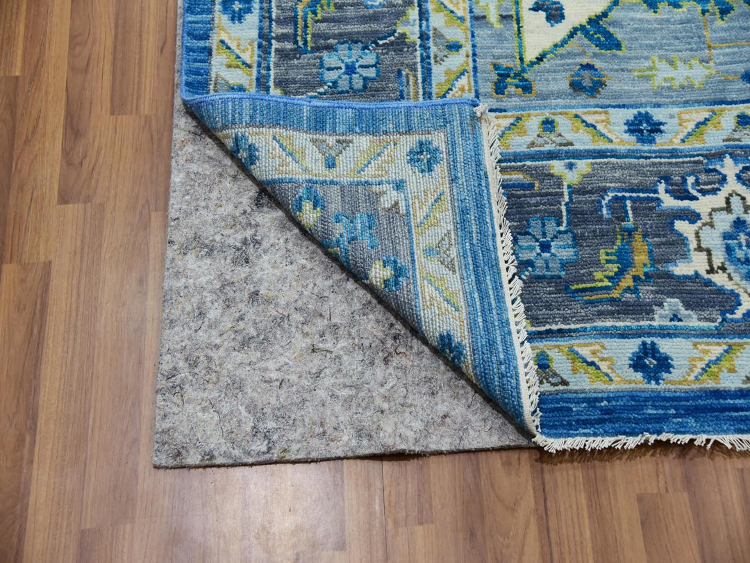9'2" x 12'0" New Hand Knotted Blue Wool Rectangle Oriental Rug - MOA10279928