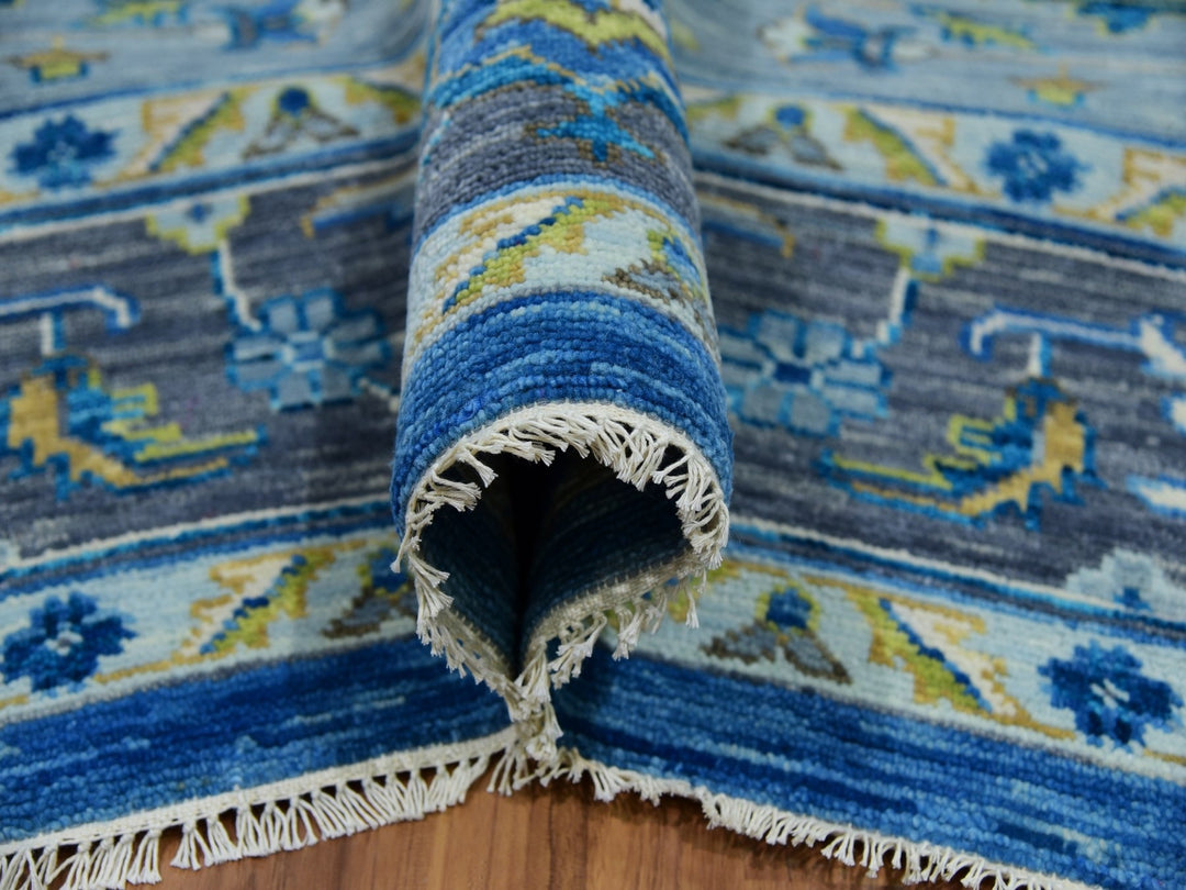 9'2" x 12'0" New Hand Knotted Blue Wool Rectangle Oriental Rug - MOA10279928