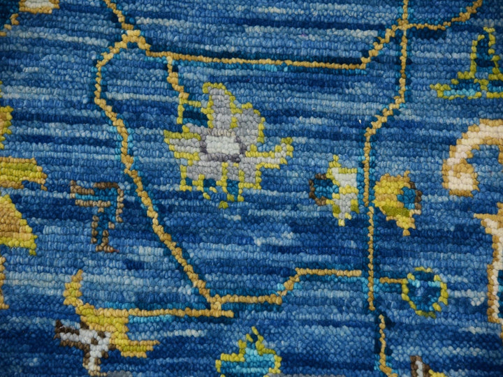 9'2" x 12'0" New Hand Knotted Blue Wool Rectangle Oriental Rug - MOA10279928