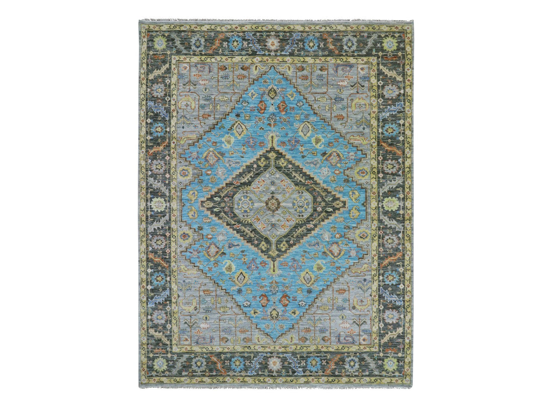 9'3" x 12'5" New Hand Knotted Blue Wool Rectangle Oriental Rug - MOA10279933