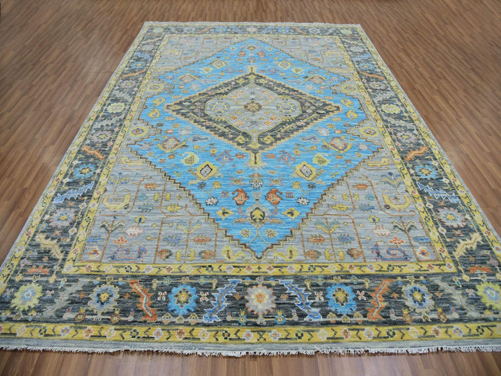 9'3" x 12'5" New Hand Knotted Blue Wool Rectangle Oriental Rug - MOA10279933