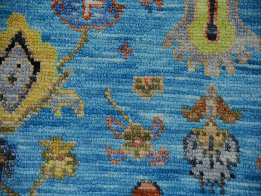 9'3" x 12'5" New Hand Knotted Blue Wool Rectangle Oriental Rug - MOA10279933